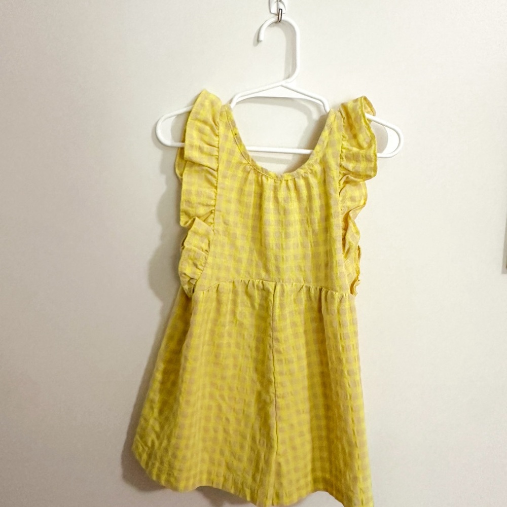 Zara Yellow Checkered Ruffle Romper